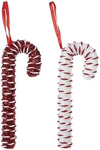 Crveni i bijeli sjajni bomboni kanti ukras za božićno drvce ukras 3 komada