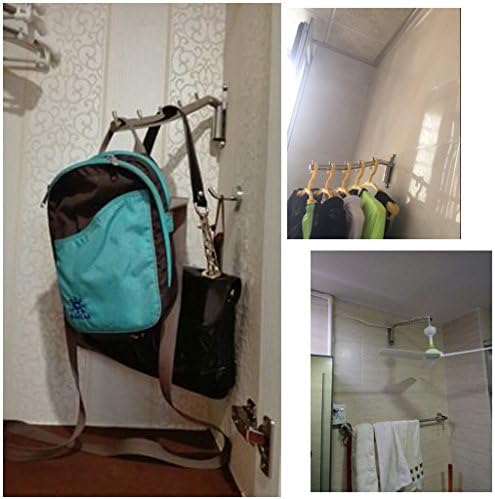 Sumnacon zidni stalak za vješalicu za odjeću, kuke za odjeće od nehrđajućeg čelika s držačem za ljuljanje, kaputa za čuvanje prostora
