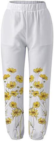 Ležerne ljetne lanene hlače za žene širokog kroja s ravnim nogavicama, hlače za plažu visokog struka s džepovima, udobne hlače