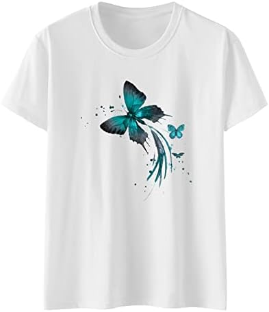 Dame odjeće s kratkim rukavima Posada za vrat brod Grafički leptir leptir gornja majica ljetna jesen bluza za tinejdžere NH