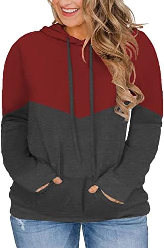 VISLILY plus-veličine kapuljače za žene u boji blok pulover majice