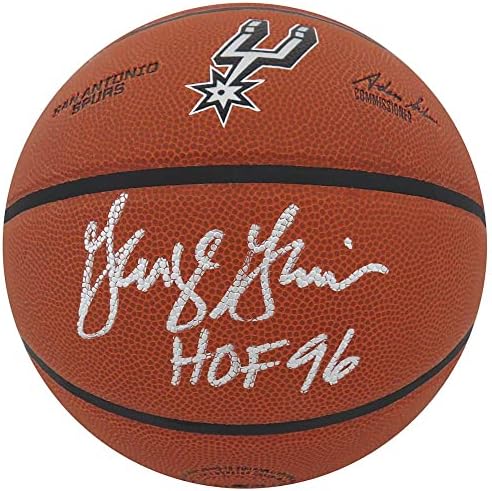 George Gervin potpisao je Wilson San Antonio Spurs Logo NBA košarkaška košarkaška košarkama - Autografirane košarke