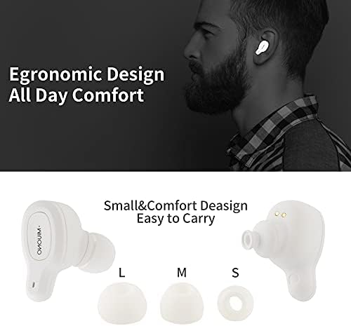 Miuono bežični ušni pupoljci, T1 Bluetooth uši s mikrofonom, futrola za punjenje Type-C Stereo Poboljšani duboki bas TWS slušalice