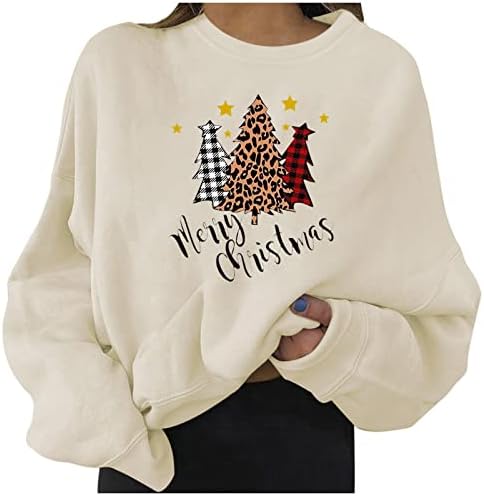 Nokmopo Ženski božićni džemperi Ženski modni modni božićni tiskani dugi rukav O-Neck Pulover Top