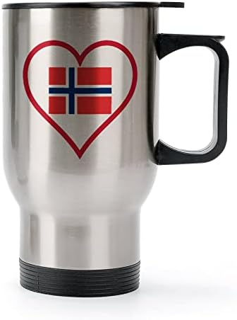 Ljubav Norveška crvena srca 14 oz putnička kava šalica od nehrđajućeg čelika Vakuum Izolirana šalica s poklopcem