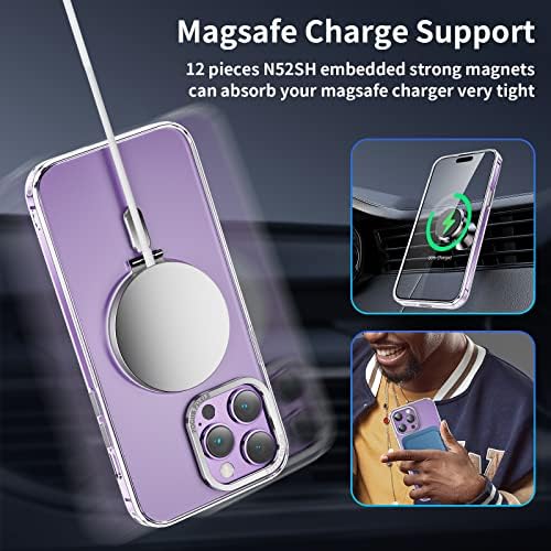 Niufoey magnetska futrola za iPhone 14 Pro Max Clear Clear s nevidljivim postoljem, [Kompatibilno s Mag Safe] [Transcvent Matte Case]