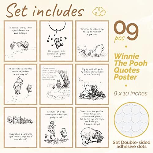 97 Dekor Classic Winnie Dekor za tuširanje za bebe - Pooh zidne umjetničke otiske, Vintage Winnie vrtić dekor, Winnie Pooh Inspiracijski