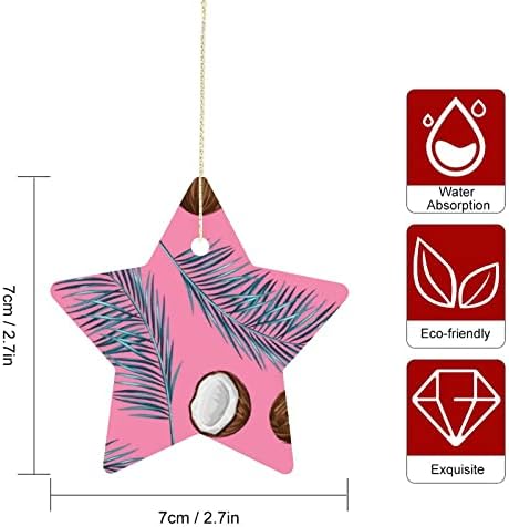 Kokosi i ostavlja božićne ukrase Keramičke zvijezde privjesak Xmas Stablo Viseći ukrasi tiskani