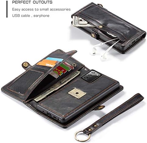 Prikladno za Samsung Note20 kućište mobilnog telefona, PU kožni novčanik kućišta mobilnog telefona s remenom za zglobove i [5 utora]
