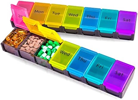 [2 pakiranje] Organizator tableta 7 dana - Ukupno 14 odjeljaka, XL AM PM dva puta dnevno kutija s tabletama | Dnevno-noćni lijekovi