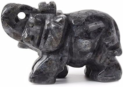 Justinstones Sintetički malahit rezbareni slon kristalni životinjski totemski duh kamene figurice 2 inča