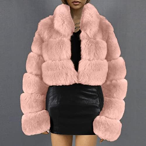 XiLoccer Žene Oumatska odjeća 2022 Ženska jakna s zimskim kaputom jakne duge rukave ležerne kratke tople lažne plišane kapute Anorak
