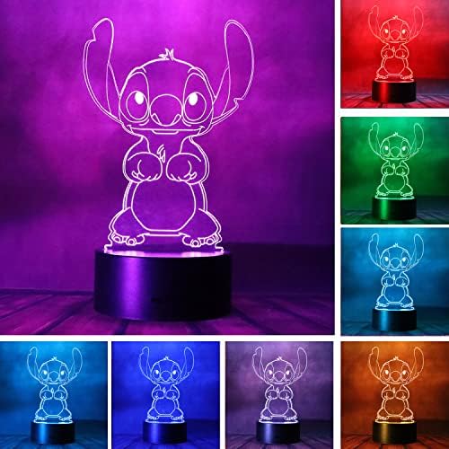 Slatka Kavajska bod Lilo & Stitch anime lik 35 optička iluzija LED soba dekor stolna svjetiljka s daljinskim upravljačem 7 boja vizualno
