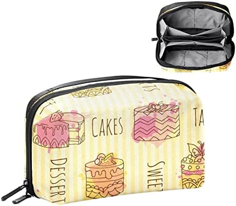 Kozmetička torbica za žene, preslatke prostrane vodootporne kozmetičke torbice putni cupcakes šarene prskalice Žuta prugasta toaletna