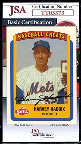 Harvey Haddix JSA Coa Autograph 1980 Swell Baseball Greats potpisan - Autografirani bejzbols