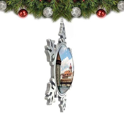 UMSUFA Švicarska kapela most Lucern Božićni ukras Dekoracija drveća Kristalni metalni suvenir Poklon