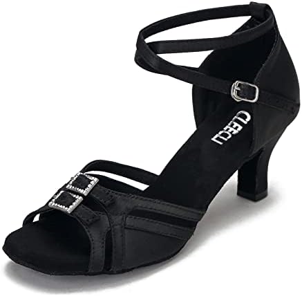Cleecli ženske plesne cipele za plesne cipele latino salsa plesne cipele Podesiva širina nožnih prstiju 1,5 2,5 inča peta ZB11