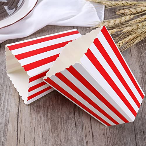 Kutije s kokicama s kokicama, klasične kokice za kokice papir kanival karneval crvene bijele pruge torbe s kokicama kokice ili filmske
