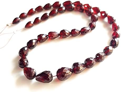 Prirodni dragi kamen krvavocrveni granat, izrezan ravnim, izbušenim zrncima kapljica od 12 inča-4.6-6.9 mm, za izradu nakita od 38-40