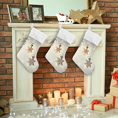 Pimilagu Sretan božićni božićni čarape 1 Pack 17.7 , Viseće čarape za božićni ukras