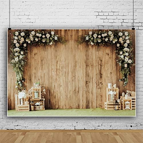 Pozadina za vjenčanje od poliestera u rustikalnom cvjetnom uzorku od 10 do 6 inča, pozadina za drveni zid, svadbeni tuš, ceremonija
