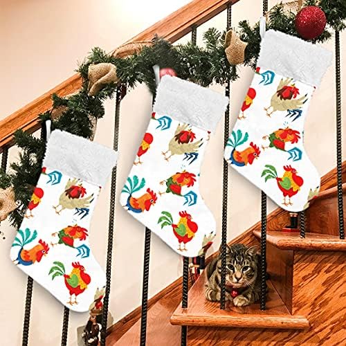 Domiking Rooster božićna čarapa Klasična velika čarapa Personalizirana ukrasa za božićne čarape za obiteljski odmor božićna zabava