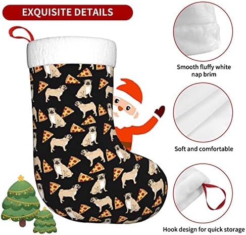 Augesterno božićne čarape Pug Psi Pizza dvostrani kamin Viseće čarape