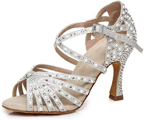 Hiposeus Ženske klasične sjajne latino plesne cipele - Cross -Trap Ballroom svadbene plesne performanse sandale, model 429