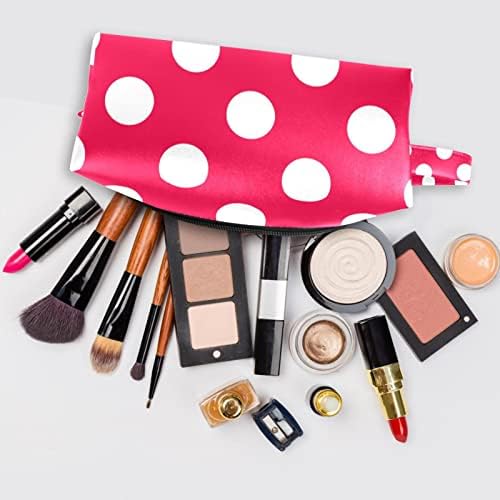 Putnička torba za šminku vodootporna kozmetička torba toaletna vrećica za to vrećice za žene i djevojke, ružičaste bijele točkice moderne