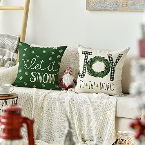 Avoin colorLife Sretan božićni drvci moto zeleni jastučni jastuci, 18 x 18 inča zdravo zima pusti to snježni praznični jastuk ukras