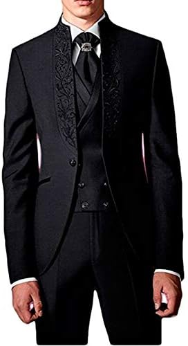 Botong Black Men's odijela 3 komada vjenčana odijela s jaknama za vez prsluka hlače TUXEDOS TUXEDOS PARTY ACT