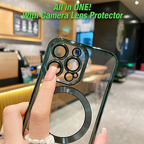 Aowner Magnetic Clear Clean za iPhone 14 Pro futrolu sa zaštitnikom objektiva kamere, kompatibilan s magsafeom, bez žurbe Slim Fit