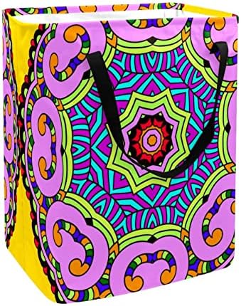 Šarena okrugla ukrasna sklopiva košara za rublje s geometrijskim printom vodootporne košare za rublje od 60 l košara za pranje odjeće