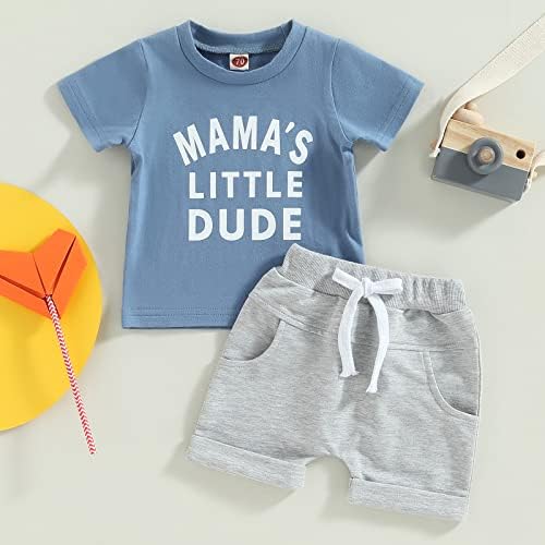 Bihanvse Toddler Baby Boy Ljetna odjeća, majica s kratkim rukavima Tiskane majice vrhovi kratkih kratkih hlača 2pcs set odjeće