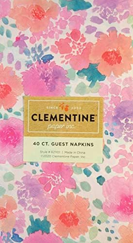 Clementine akvarel šareno cvjetovi u ružičastoj, koraljnoj i ljubičastoj boji na blijedo ružičastom pozadini papir gostujuće salvete,