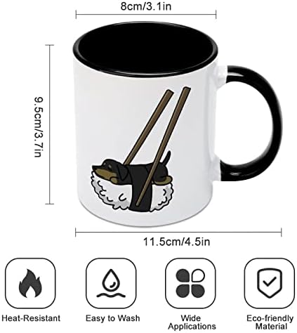 Smiješna sushi jarac, keramička šalica kreativna crna boja unutra kave izdržljiva ručka šalice jedinstveni darovi