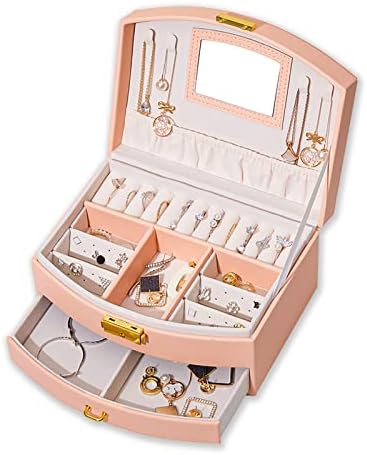 Samyasong kutija za nakit za djevojčice žene s ogledalom, kutija za organizator nakita za naušnice, ogrlice, narukvice, prstenove,