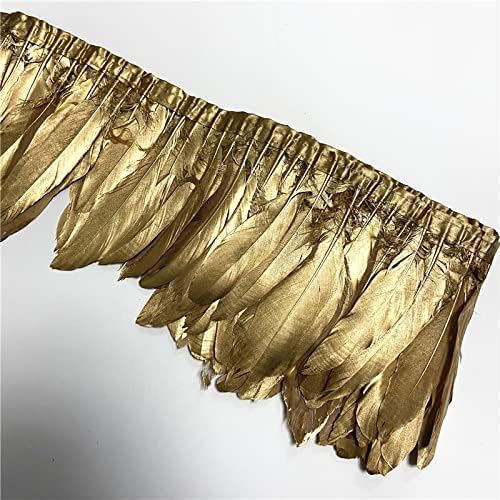 2 metra zlatno srebrno umočeno gusje perje za ukras na vrpci obrubljena vrpca ukras od gusjeg pera ambocraft haljina suknja ABOC
