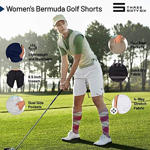 Tri šezdeset šest ženskih bermudskih golfa kratkih hlača od 8 ½ inča - brze suhe aktivne kratke hlače s džepovima, atletskim i prozračnim