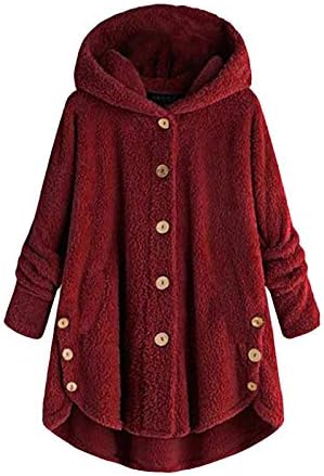 Ženski kaputi plus gumb plišani vrhovi kapuljača Patchwork labavi kardigan vuneni kaputi Zimski jakna Outlear Out