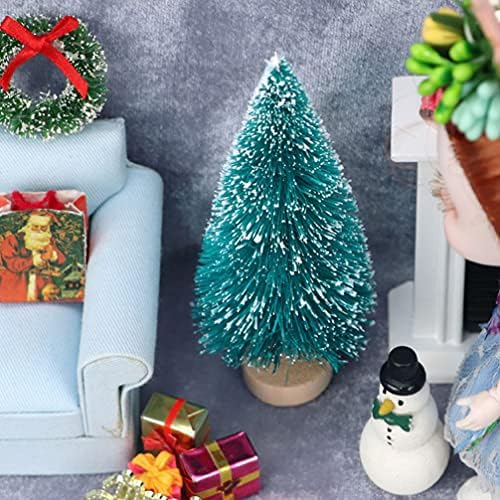 Nuobesty Home Decor Mini božićna drvca Mini Snow Frost Stabl Mala stabla borova s ​​drvenim bazama za božićni ukras DIY Craft Minijaturni