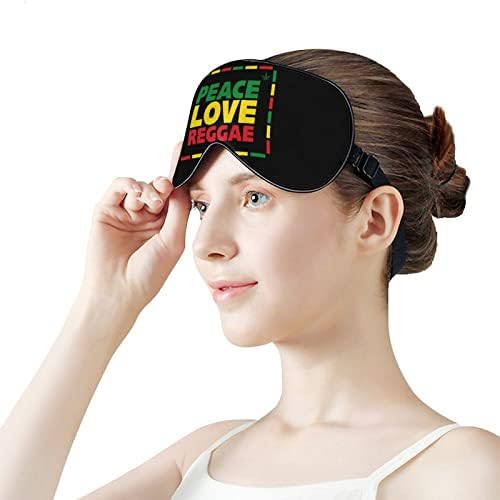 FunnyStar Peace Love Reggae Soft Sleep Mask Pokrivač za oči za spavanje s povezom očiju savršeni blokovi svjetla s podesivim remenom