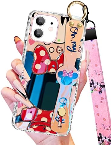 Flafens ljubičasti leptir s remenom za zglobove za iPhone 11 6.1 kućište djevojke Žene djevojke estetski dizajn moda Slatka lijepa