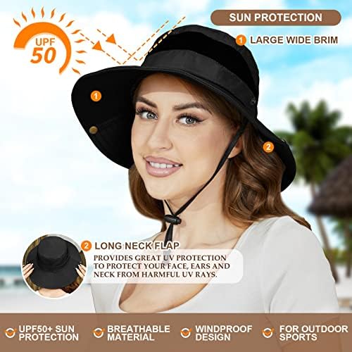 Sunčev šešir na cijelom ženskom šeširu za planinarenje Žene UV zaštite vrtlarskog šešira, sklopivi i vodootporni ribolovni šešir za