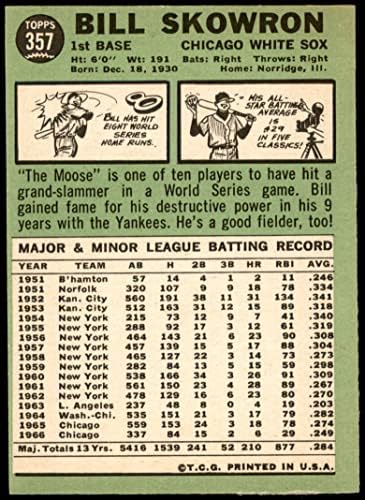 1967. Topps 357 Bill Skowron Chicago White Sox VG/ex White Sox