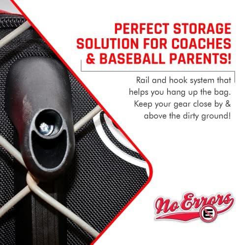 Bez pogrešaka Dinger Baseball Bat Bag - 15 odjeljaka za više skladišta od ostalih vrećica za bejzbol opreme - soba za 4 šišmiša - traka