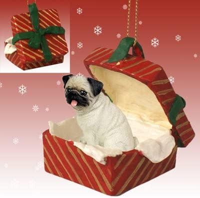 Koncepti razgovora Pug Red poklon kutija Božićni ukras