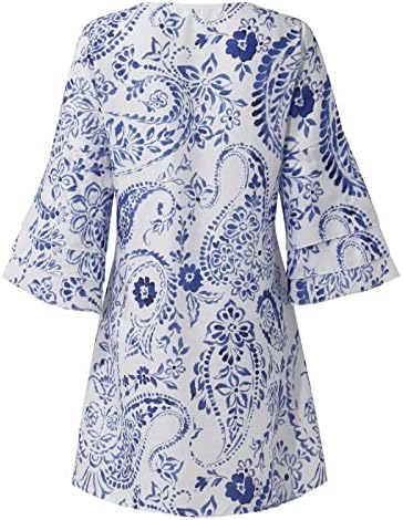 Midi suknje za žene, Ženska Moda, temperament, elegantna Mini haljina s izrezom u obliku slova 3/4 s rukavima s printom