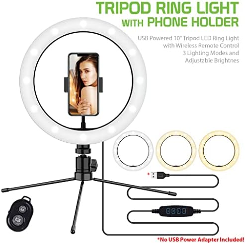 Svijetli selfie prsten s trobojnim pozadinskim osvjetljenjem kompatibilan s vašim 110-inčnim slušalicama serije 110 inča s daljinskim