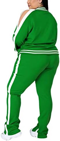 Ophestin Womens Plus veličine 2 komada TrackSuits Outfit jakne dugih rukava Skinny Sweatpants Set